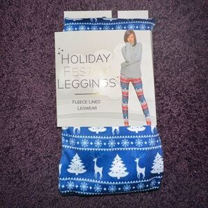 Holiday Festive Blue Leggings